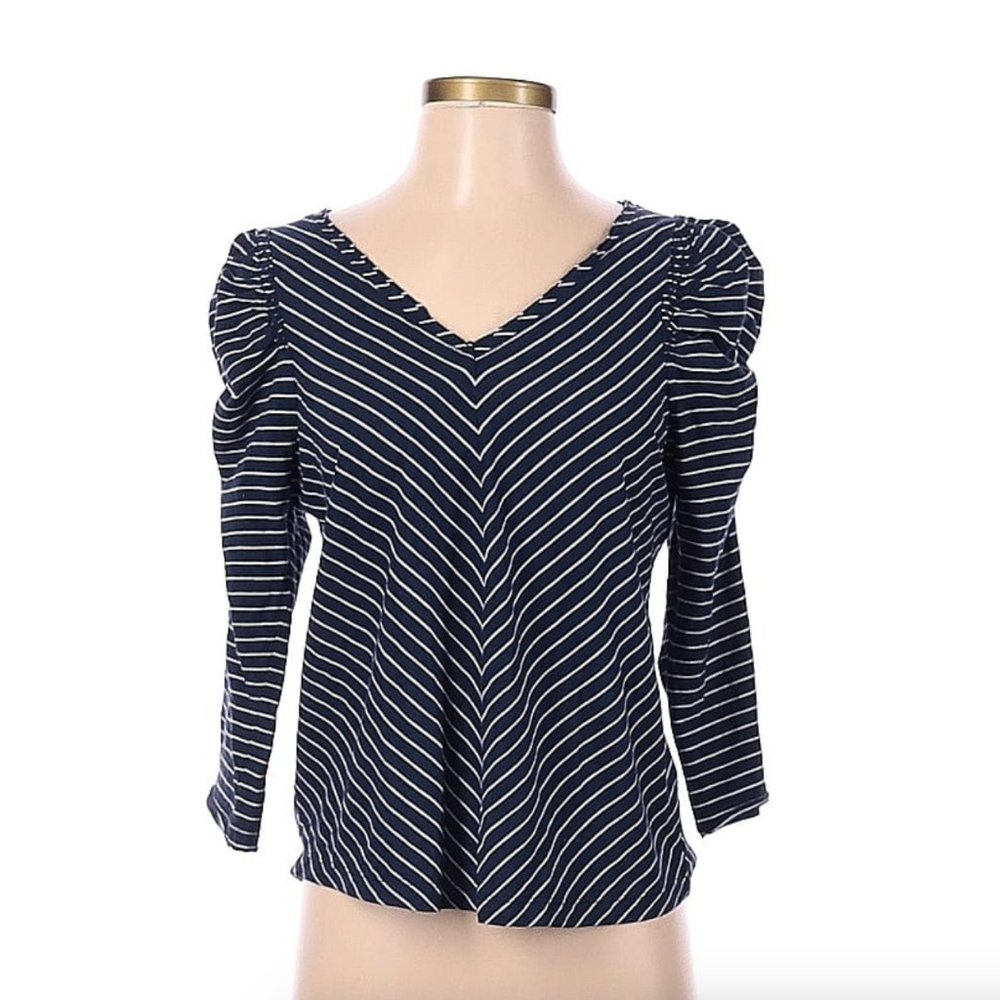 Maeve by Anthropologie Long Puff Sleeve striped Blouse Sz S